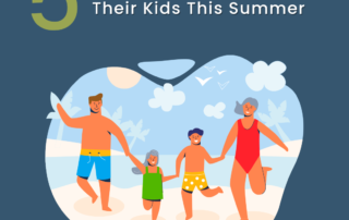 Illustration of a family of four running on the beach - 5 Ways Parents Can Engage Their Kids When School’s Out